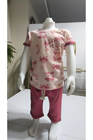 Çocuk Unisex Kız Erkek Şortlu (Kapri) Takım Kreş %100 Pamuk Rahat Tarz Tasarım Premium