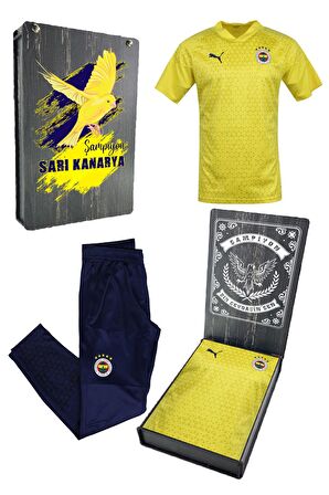 Fenerbahçe Orijinal A Takım Futbolcu T-Shirt  + Eşofman Altı Set Ahşap Kutulu