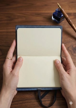 Antik Kelebek Figürlü El Yapımı Hakiki Deri Not Defteri - Safir Mavi