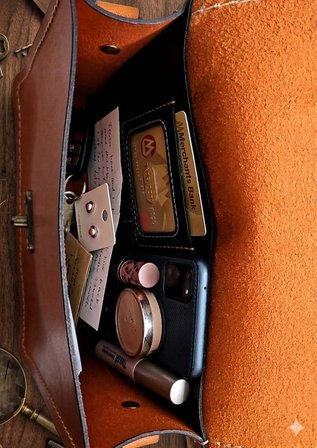 ​El İşçiliği Hakiki Deri Vintage Omuz Çantası – Taba