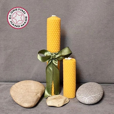 Uretti - Ayşe 7362 - 8494 El Yapımı 2'li Set Doğal Bal Mumu - 10 / 21cm