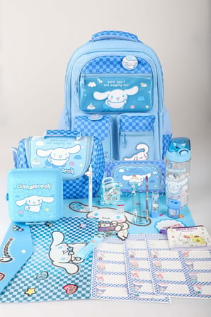 x Dekomus Lisanslı Cinnamoroll Blue Cloud Collection Full Kırtasiye Seti Okul,Termoslu Beslenme ve Kalem Çantası,Matara