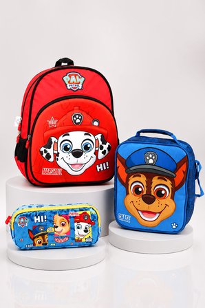 x Dekomus Lisanslı Paw Patrol Marshall 35 Cm Küçük Boy Anaokul Çantası,Termoslu Beslenme Çantası ve Kalem Çantası Seti