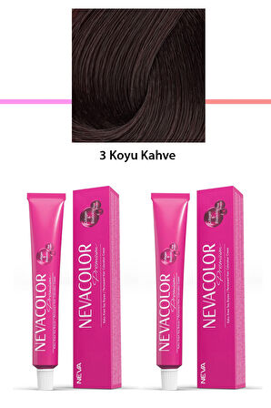 2 li Set Premium 3 Koyu Kahve - Kalıcı Krem Saç Boyası 2 X 50 g Tüp