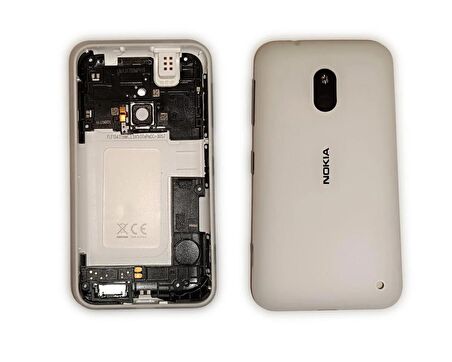 Nokia 620 Arka Kapak Nokia Lumia 620 uyumlu Beyaz Arka Kapak On OFF ve Ses Tuşu Plastiği + Buzzer + Anten