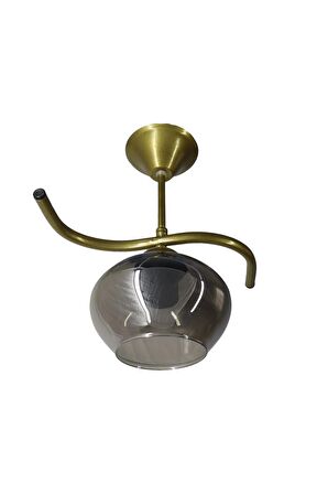 Fuji Eskitme Tekli Füme Yatsı Camlı Avize | Kaliteli Modern Metal Avize
