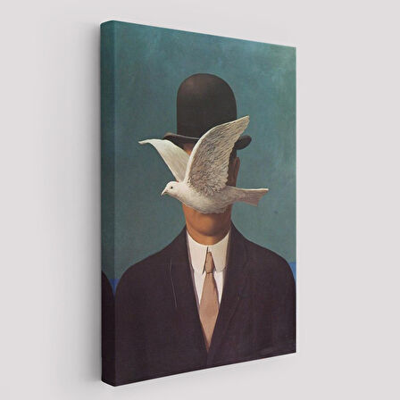 Rene Magritte Melon Şapkalı Adam Sürreal Duvar Tablosu-6210