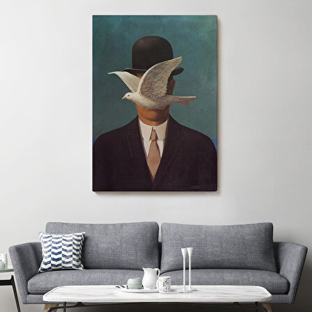 Rene Magritte Melon Şapkalı Adam Sürreal Duvar Tablosu-6210