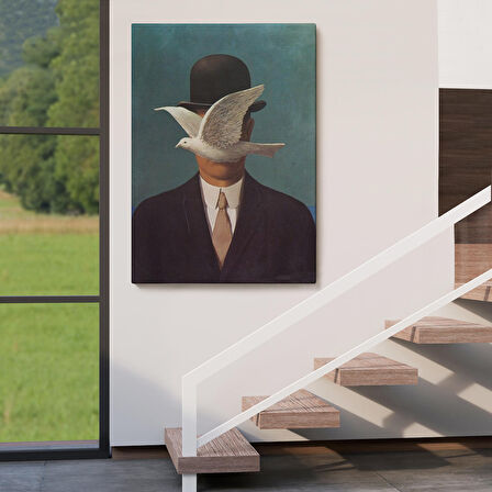 Rene Magritte Melon Şapkalı Adam Sürreal Duvar Tablosu-6210
