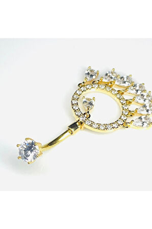 Paslanmaz Çelik Şakira Kadın Göbek Piercing Zirkon Taşlı