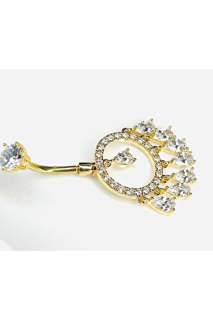 Paslanmaz Çelik Şakira Kadın Göbek Piercing Zirkon Taşlı