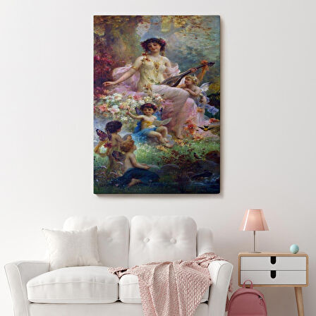 Bahçedeki Anne ve Melekleri Dekoratif Duvar Tablosu-6214