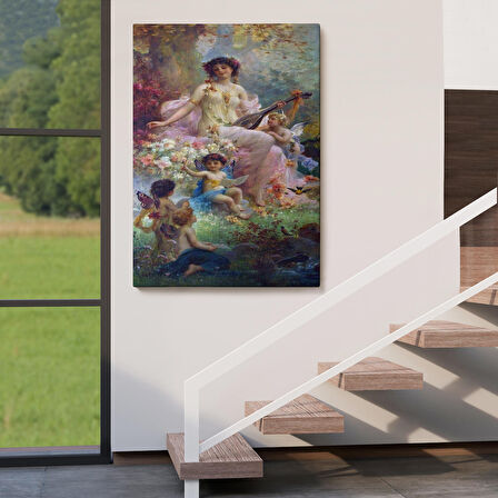 Bahçedeki Anne ve Melekleri Dekoratif Duvar Tablosu-6214