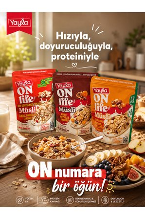 Yayla ON Life Müsli & Granola Karışık Paket 4’lü Set – Yüksek Lif ve Protein Kaynağı”