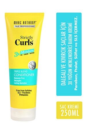 Marc Anthony Strictly Curls 3X Moisture Triple Blend Dökülme Karşıtı Tüm Saç Tipleri İçin Sülfatsız Silikonsuz Saç Kremi 250 ml