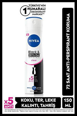 Nivea Kadın Sprey Deodorant Black&White Clear 150ml ve Q10 Sıkılaştırıcı ve Nemlendirici Vücut Sütü 400ml