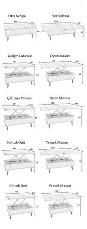 Aras 5 Kademeli Akıllı Sihirli Orta sehpa 60x90 