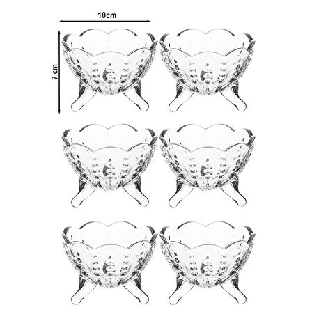 Porsima Melis  Cam Kase Puding Tatlı Ve Dondurma Kasesi 6'lı Kase Seti Dondurma Çerez Kasesi