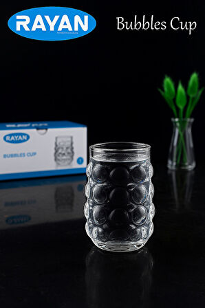 Rayan 6’lı Kahve Yanı Bubbles Cup Seti | Şık ve Modern Cam Sunum Bardakları