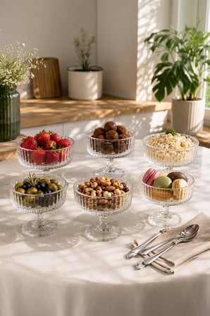 Porsima RYGK0072 Clara 6'lı Ayaklı Cam Tatlı, Puding, Dondurma ve Çerez Kasesi Seti 225ml