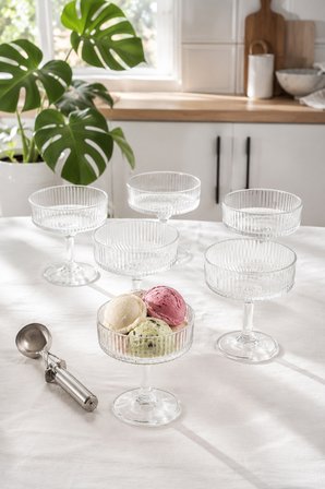 Porsima RYGK0072 Clara 6'lı Ayaklı Cam Tatlı, Puding, Dondurma ve Çerez Kasesi Seti 225ml
