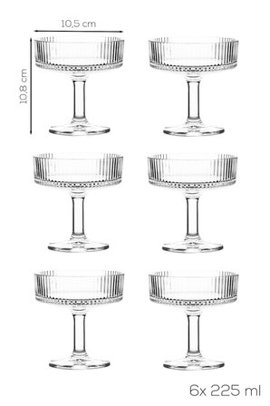 Porsima RYGK0072 Clara 6'lı Ayaklı Cam Tatlı, Puding, Dondurma ve Çerez Kasesi Seti 225ml
