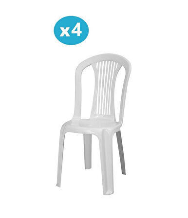 Omnipazar MT-GF187 Agosto Plastik Bahçe Balkon Sandalye 4'lü Set 