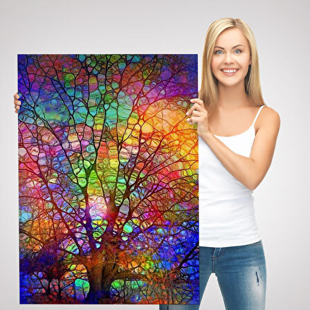 Sanatsal Cam Ağaç Kanvas Tablosu-6220