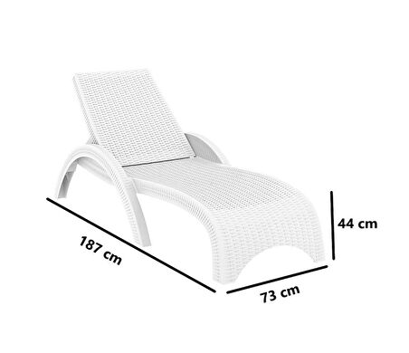 Omnipazar TRK-860 Siesta Fiji Rattan Desenli Ayarlanabilir Lüks Şezlong 