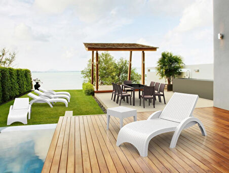 Omnipazar TRK-860 Siesta Fiji Rattan Desenli Ayarlanabilir Lüks Şezlong 