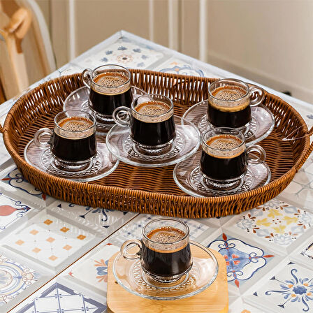 Porsima Lale 12 Parça Cam Türk Kahve Fincan Takımı 85 ml