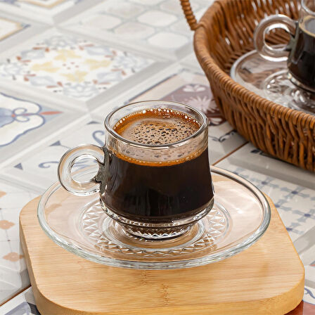 Porsima Lale 12 Parça Cam Türk Kahve Fincan Takımı 85 ml