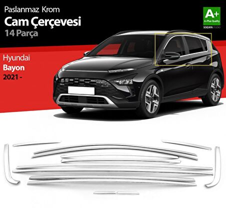 S-Dizayn Hyundai Bayon Krom Cam Çerçevesi 14 Prç. 2021 Üzeri