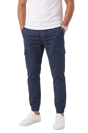 RizzUP Erkek Slim Fit Likralı Petrol Mavisi Kargo Jogger Pantolon – İpli Bel Lastikli Paça 1601569