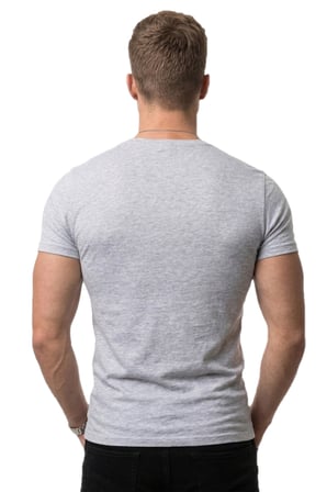RizzUP Erkek Gri Slim Fit %90 Pamuk V Yaka Likralı Yumuşak Dokulu Basic Tişört 1801165