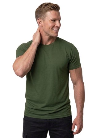 RizzUP Erkek Haki Slim Fit %90 Pamuk Likralı Yumuşak Dokulu Basic Tişört 1801131