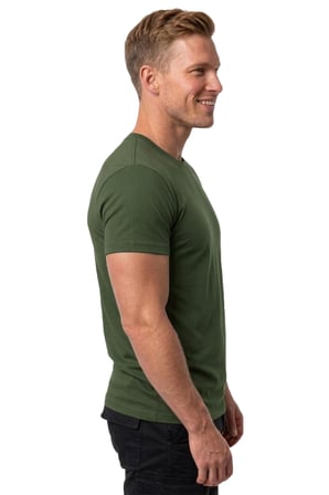 RizzUP Erkek Haki Slim Fit %90 Pamuk Likralı Yumuşak Dokulu Basic Tişört 1801131
