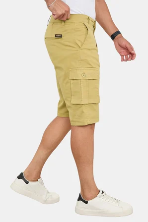 RizzUP Erkek Camel Likralı Gabardin Modern Fit Kargo Kapri Şort – Çok Cepli Yazlık Rahat Kesim Şort 2014