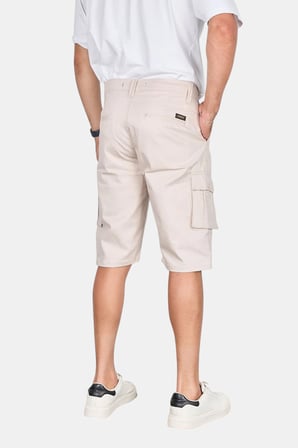 RizzUP Erkek Krem Likralı Gabardin Modern Fit Kargo Kapri Şort – Çok Cepli Yazlık Rahat Kesim Şort 2014