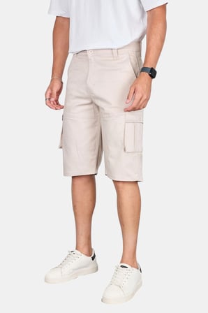RizzUP Erkek Krem Likralı Gabardin Modern Fit Kargo Kapri Şort – Çok Cepli Yazlık Rahat Kesim Şort 2014