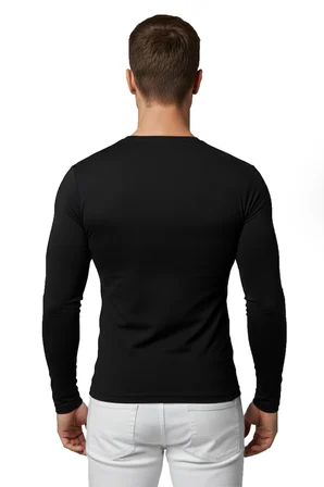 RizzUP Siyah Dar Kalıp Likralı %90 Pamuk Erkek Sweatshirt – Vücuda Oturan İnce Penye Sweat 2300423