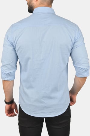 RizzUP Buz Mavisi Slim Fit Likralı Çıtçıt Kapama Pamuklu Erkek Gömlek – Modern Dar Kesim 2300413