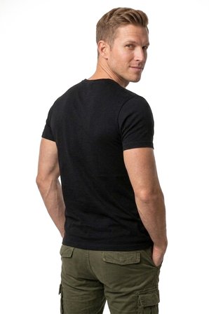 RizzUP Erkek Siyah Slim Fit %90 Pamuk Likralı Yumuşak Dokulu Basic Tişört 1801131