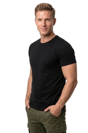 RizzUP Erkek Siyah Slim Fit %90 Pamuk Likralı Yumuşak Dokulu Basic Tişört 1801131