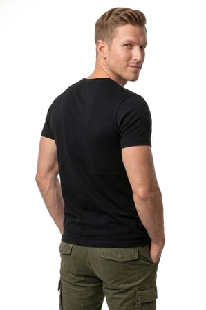 RizzUP Erkek Siyah Slim Fit %90 Pamuk Likralı Yumuşak Dokulu Basic Tişört 1801131