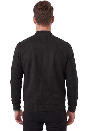 RizzUP Erkek Slim Fit Likralı Siyah Süet Ceket – Kırışmayan Ütü Gerektirmeyen Mevsimlik Mont 2504334
