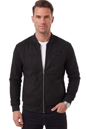 RizzUP Erkek Slim Fit Likralı Siyah Süet Ceket – Kırışmayan Ütü Gerektirmeyen Mevsimlik Mont 2504334