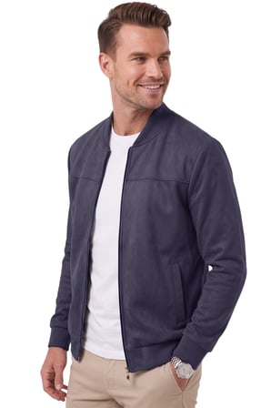 RizzUP Erkek Slim Fit Likralı Lacivert Süet Ceket – Kırışmayan Ütü Gerektirmeyen Mevsimlik Mont 2504334