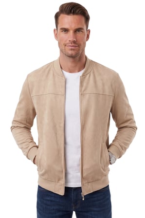 RizzUP Erkek Slim Fit Likralı Bej Süet Ceket – Kırışmayan Ütü Gerektirmeyen Mevsimlik Mont 2504334