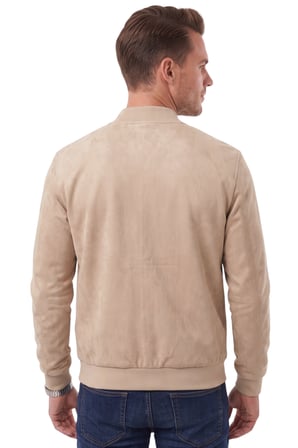 RizzUP Erkek Slim Fit Likralı Bej Süet Ceket – Kırışmayan Ütü Gerektirmeyen Mevsimlik Mont 2504334